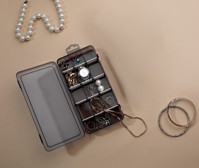 Hermia LV-145 Caja de Joyas Negra Organizador Joyas Elegante Plástico para Mujer